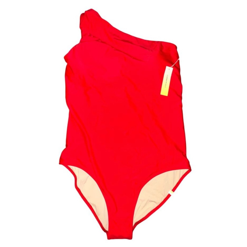Summersalt Ruched Side Stroke One Piece Swimsuit Women's Size 16 Lava Red NWT